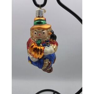 Old World Christmas OWC Glass Halloween  Ornament Scarecrow Pumpkin Crow Charm